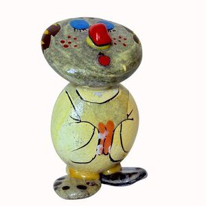 Praying Pet Rock Kitsch Art Stone Figurine VTG Funky 70s Home Office Cartoonish